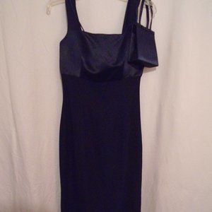 Navy Blue Dress with Hand Bag